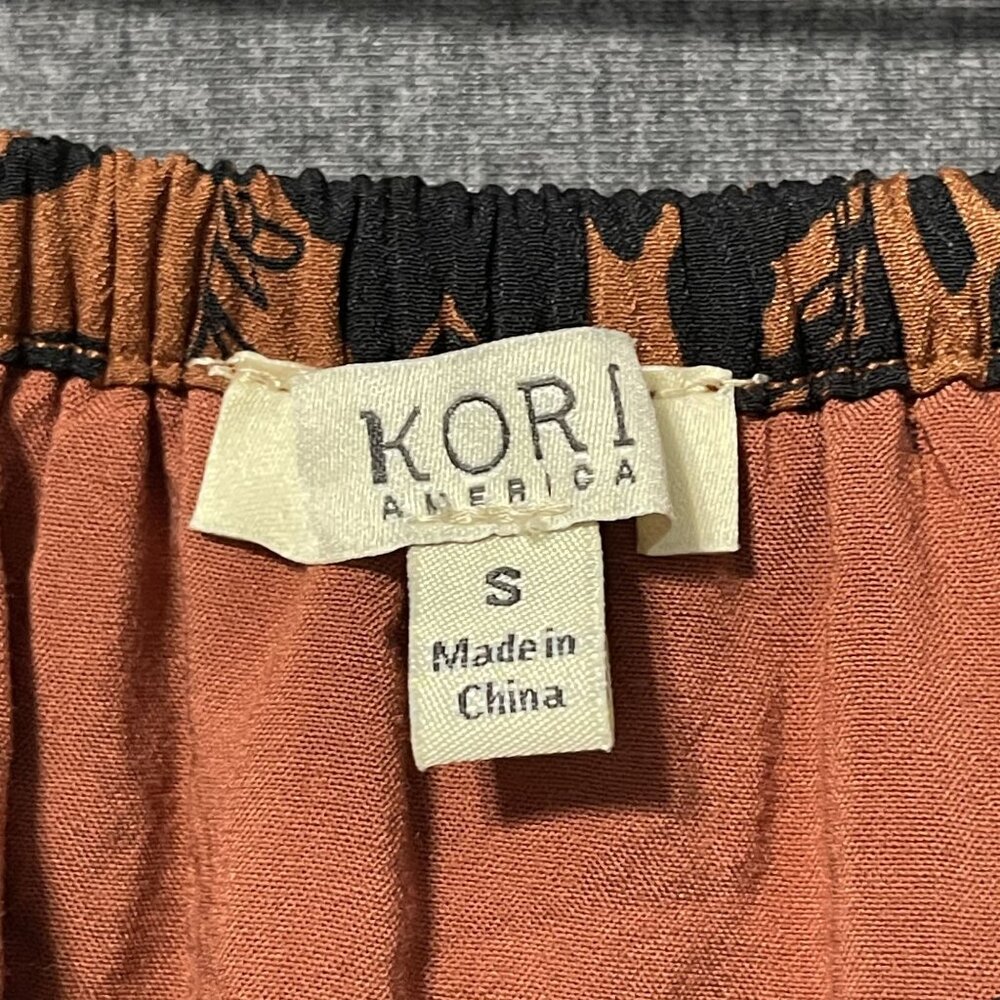 Kori America Women's Floral Print Dress Small Orange & Black Polyester Lined - Picture 2 of 11